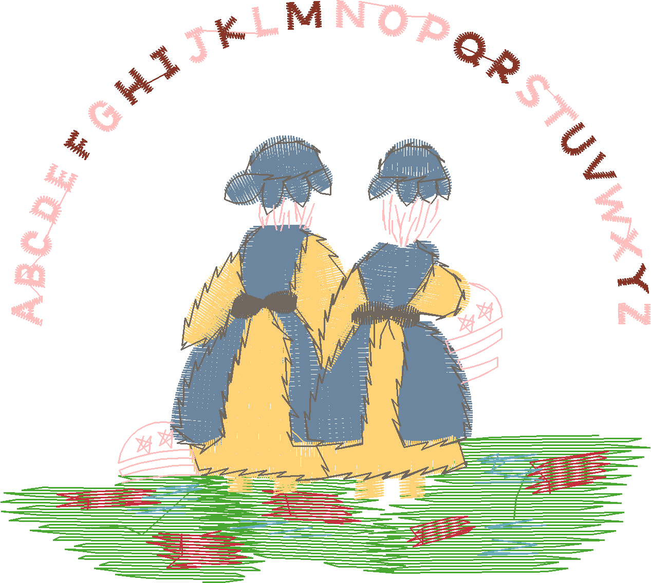 Alphabet Border with Sunbonnet Children