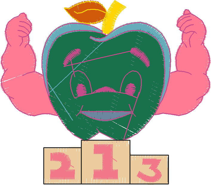 Apple Character with Numbers