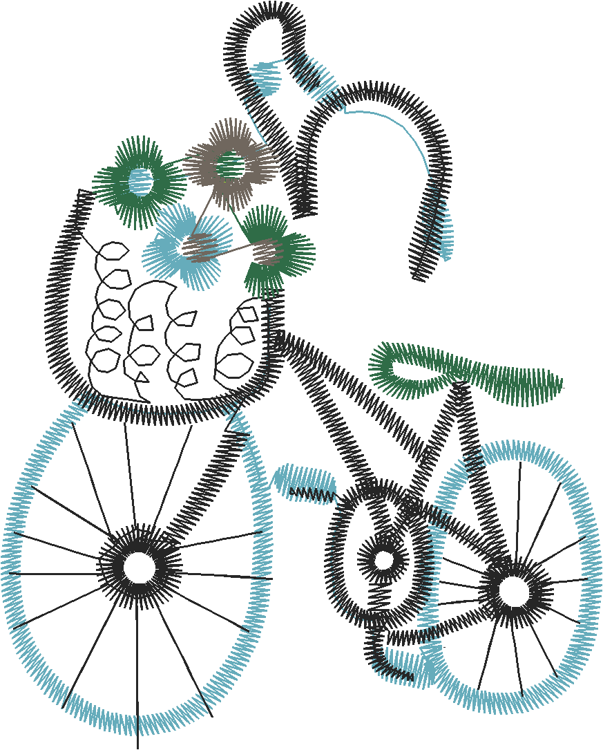 Bicycle With Flower Basket Motif