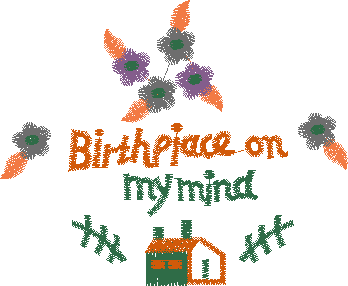 Birthplace Text with Flowers