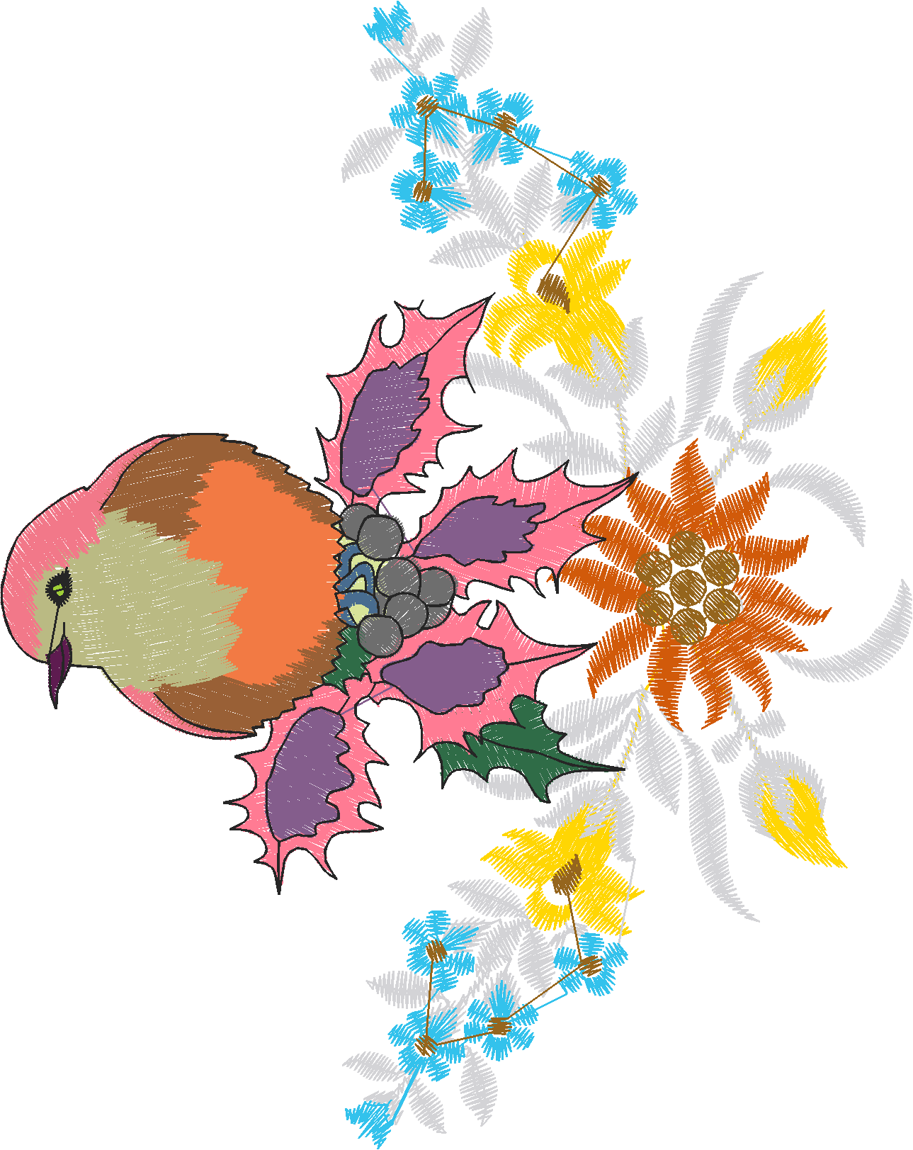 Blue and Yellow Songbird on Flower