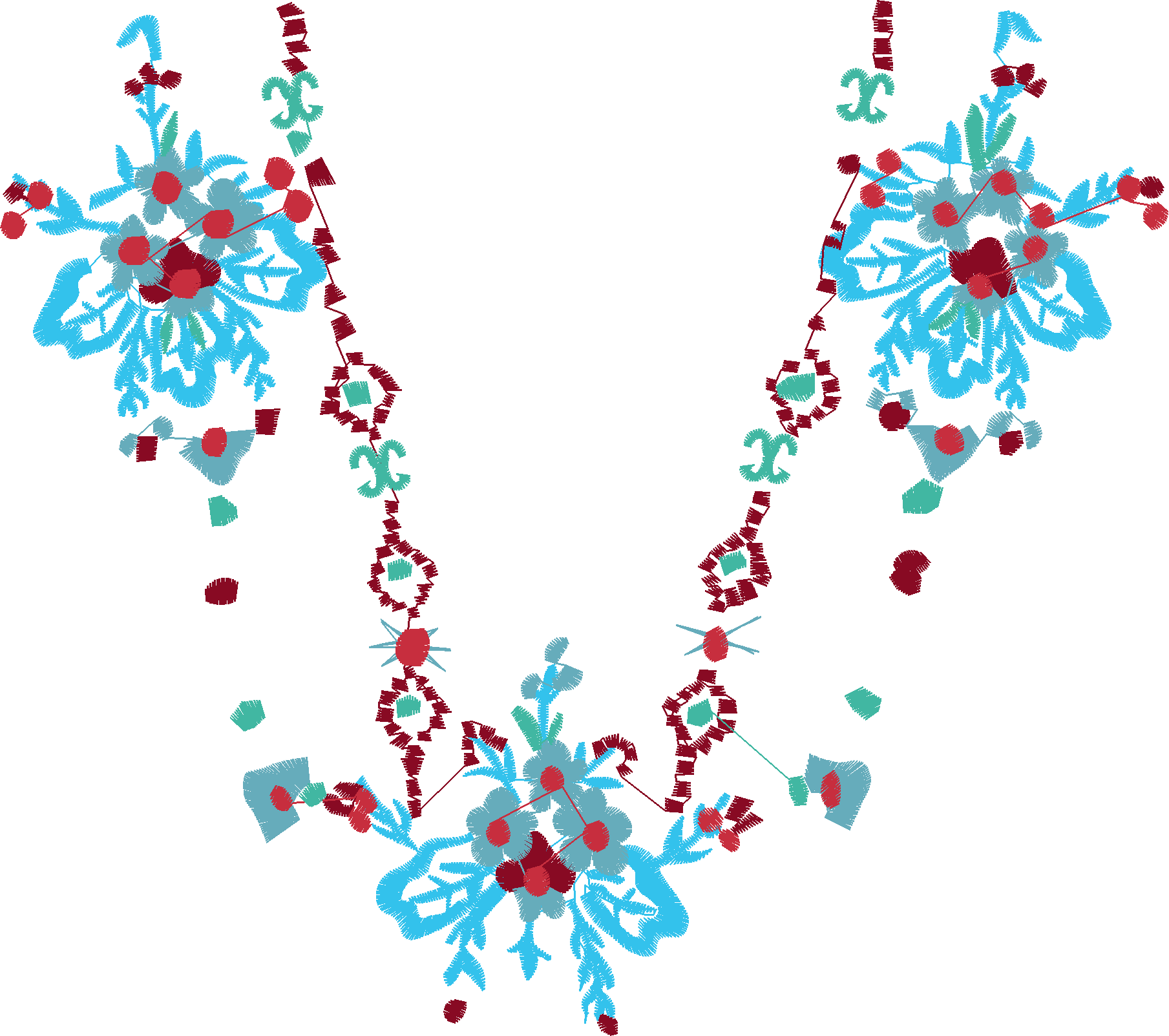 Blue Blossom Neckline