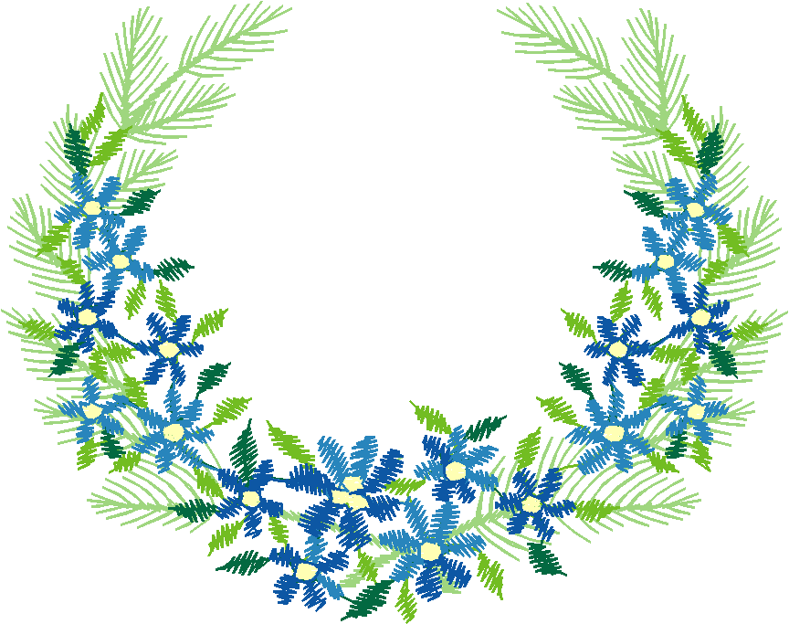 Blue Floral Pine Wreath