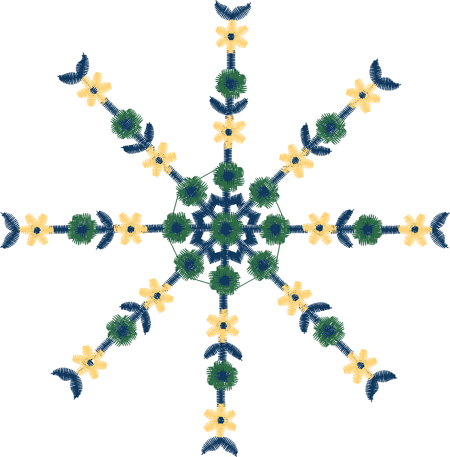 Blue Floral-Tip Snowflake