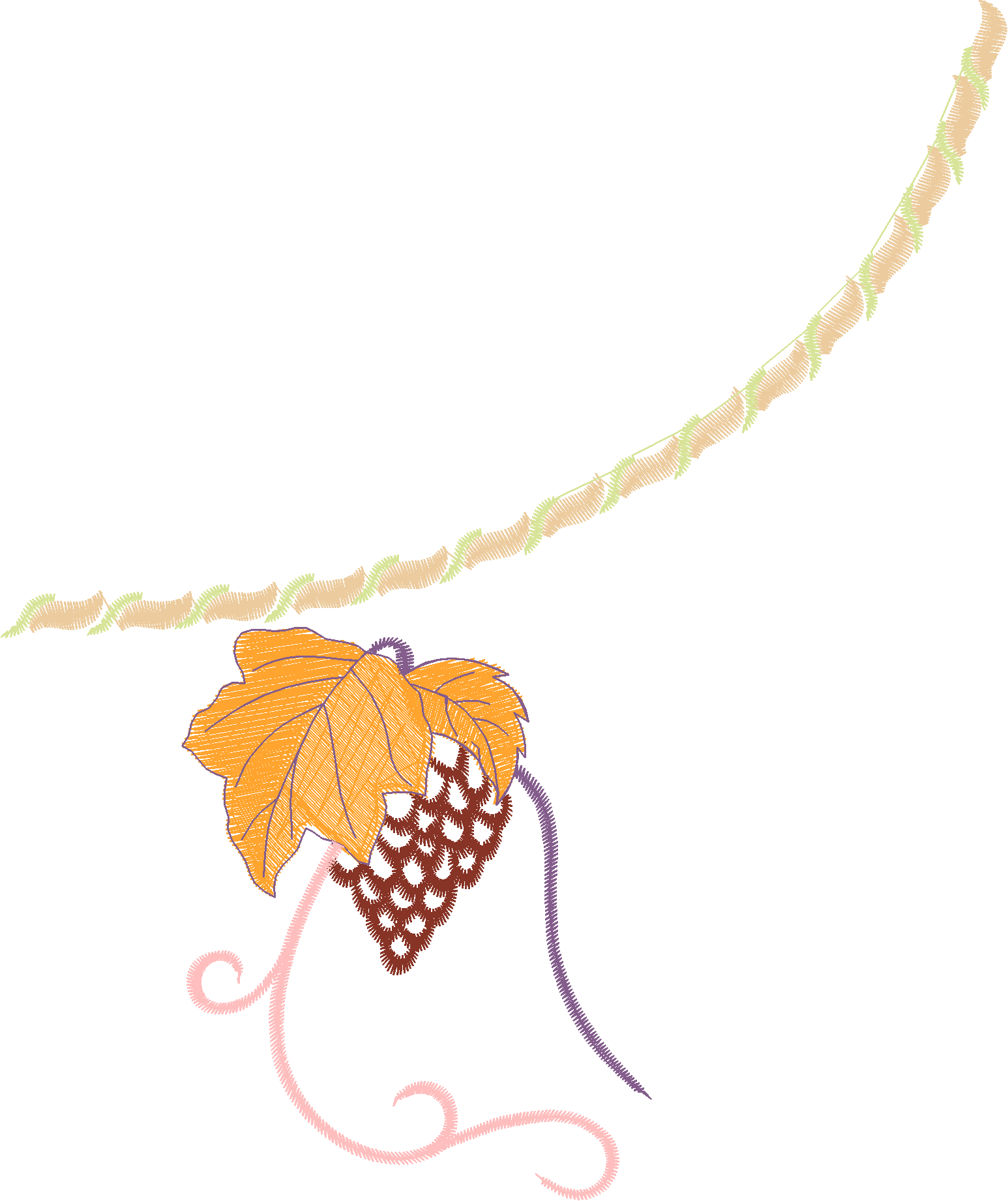 Blue Grape Vine Curve