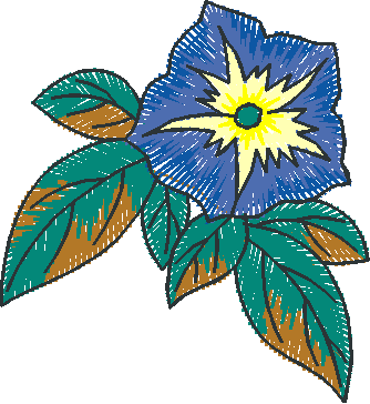 Blue Periwinkle Bloom with Leaves