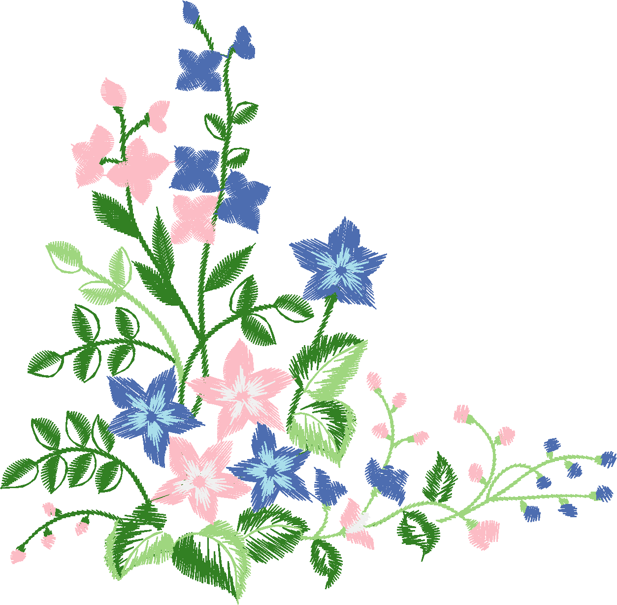 Blue Pink Floral Wreath
