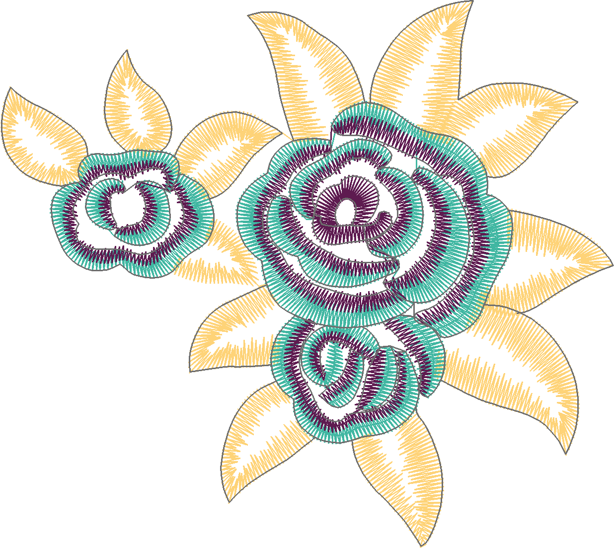 Blue Rose Applique Motif