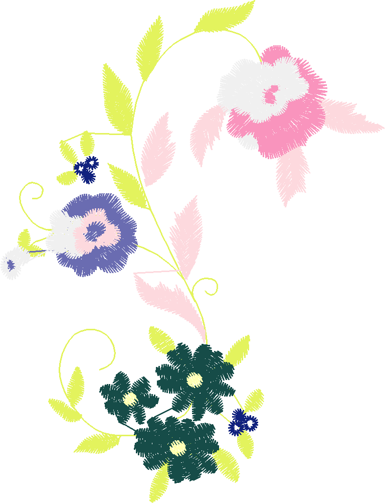 Blue Yellow Floral Wreath Border