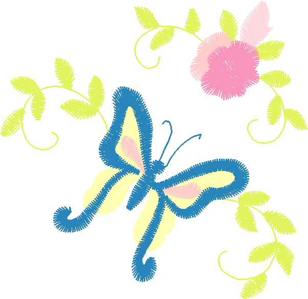 Blue Yellow Pink Flower Cluster