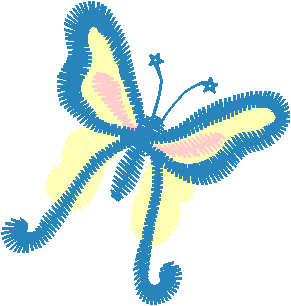 Blue Yellow Silk Ribbon Butterfly
