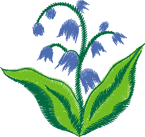 Bluebell Spray with Leaves