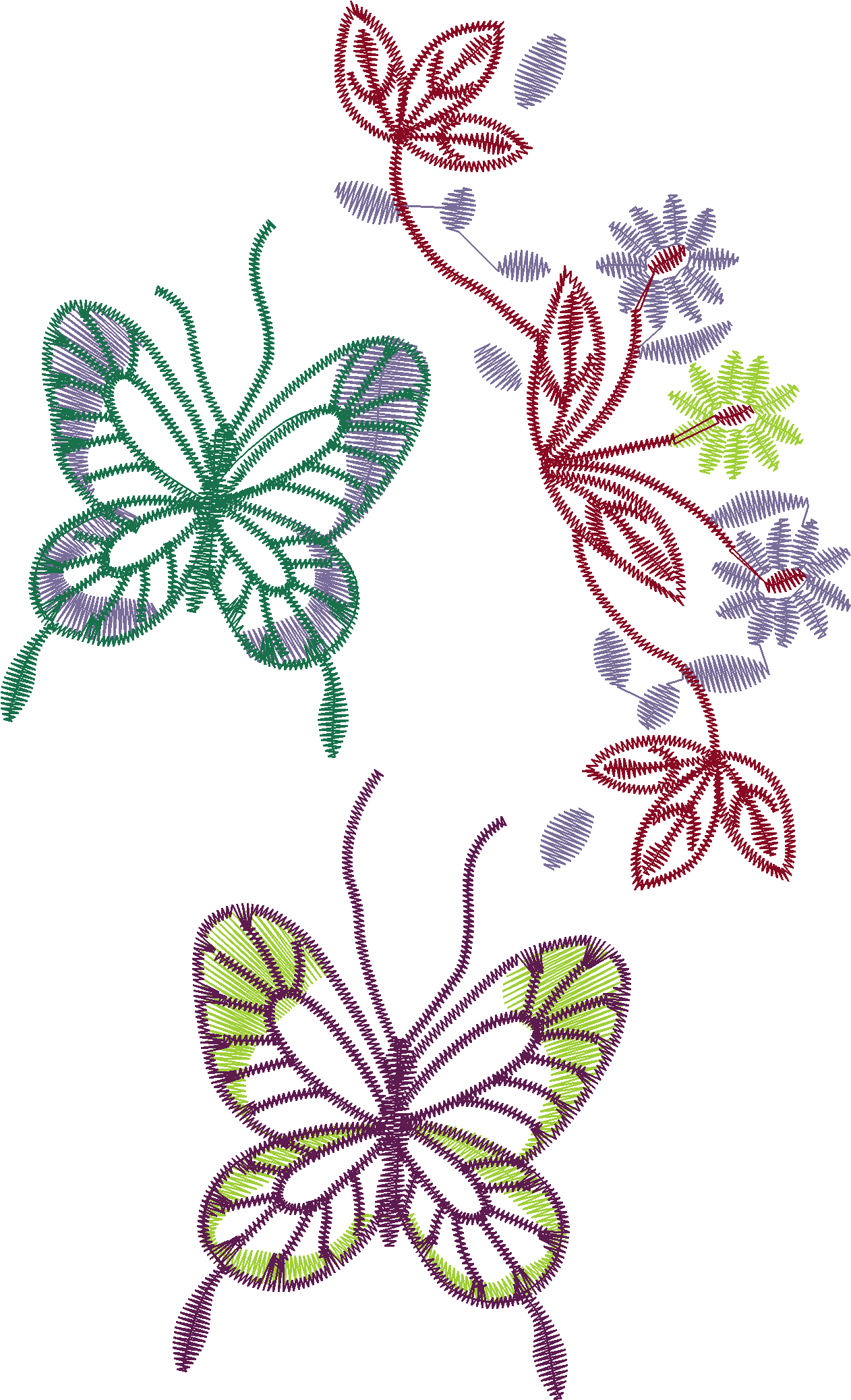 Butterfly Duo Column with Purple Floral Vine
