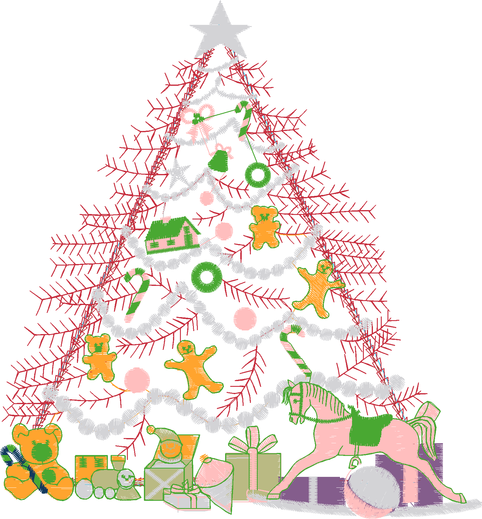 Christmas Tree with Toys and Gifts