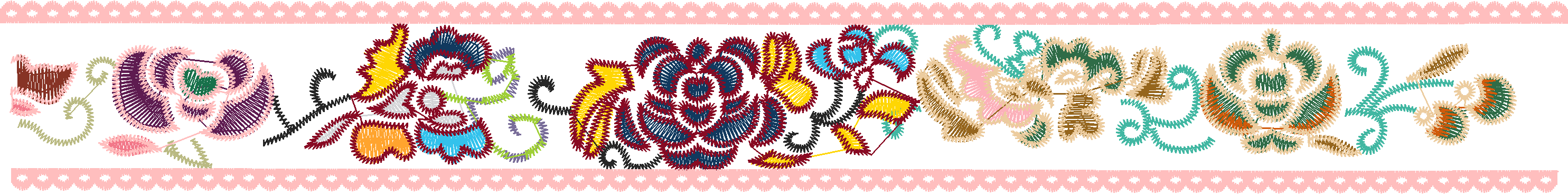Colorful Flower Border Strip