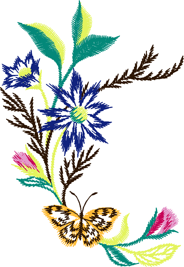 Cornflower with Butterfly