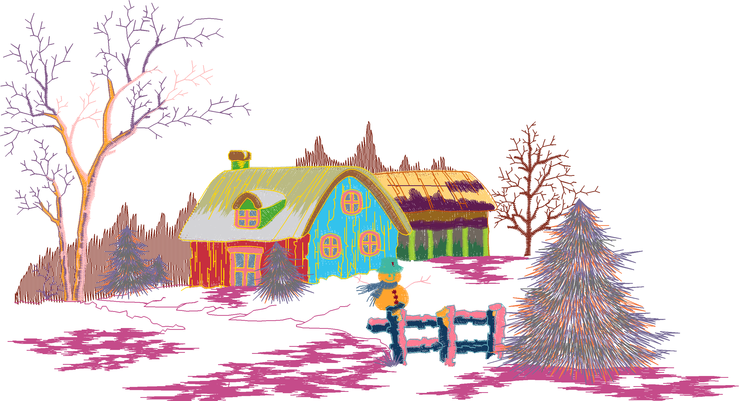 Cottage Winter Landscape