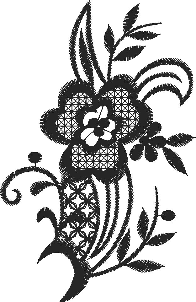 Floral Spray Lace Applique with Lattice