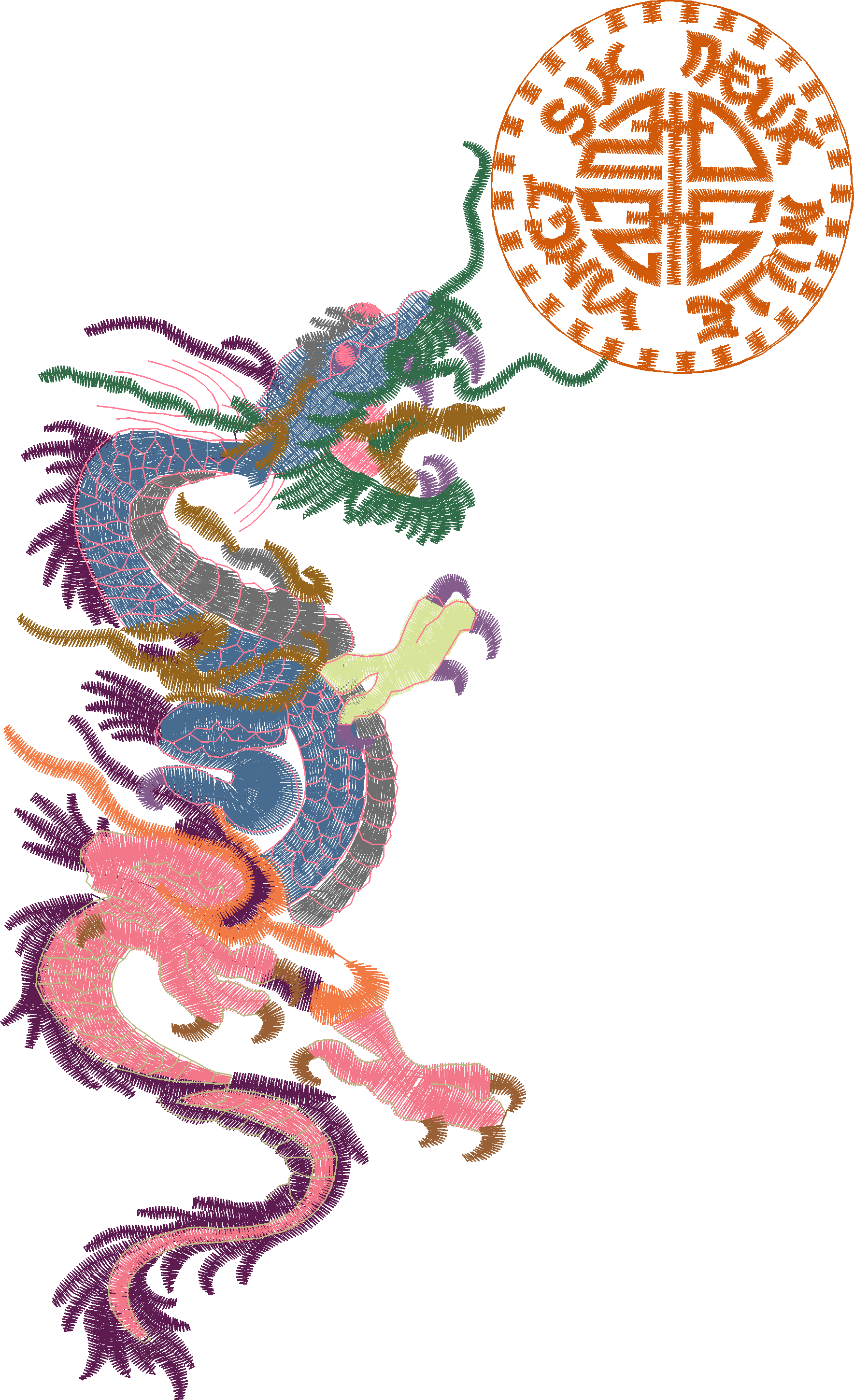 Green Dragon with Scrolls