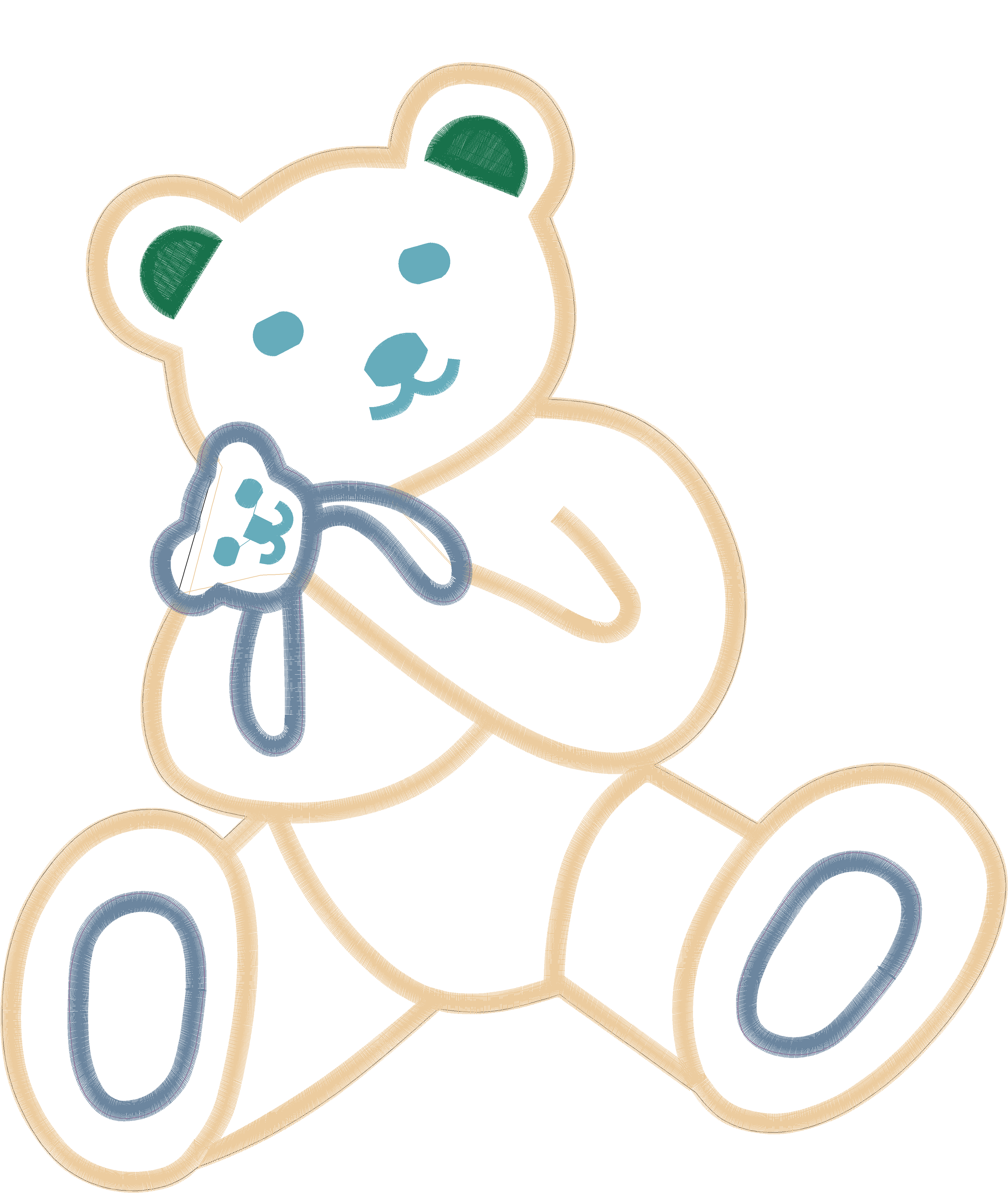 Green Teddy Bear Outline