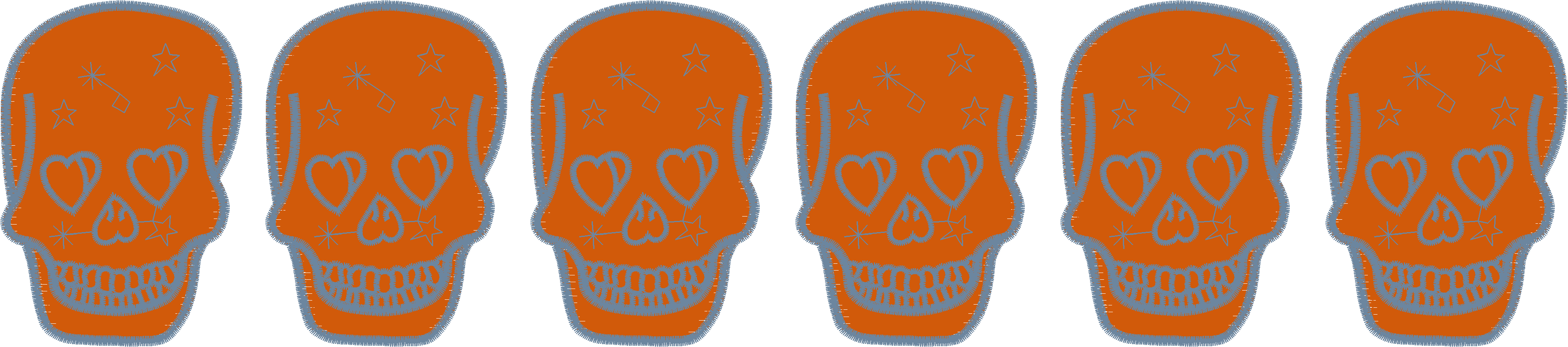 Heart-Eye Skull Applique
