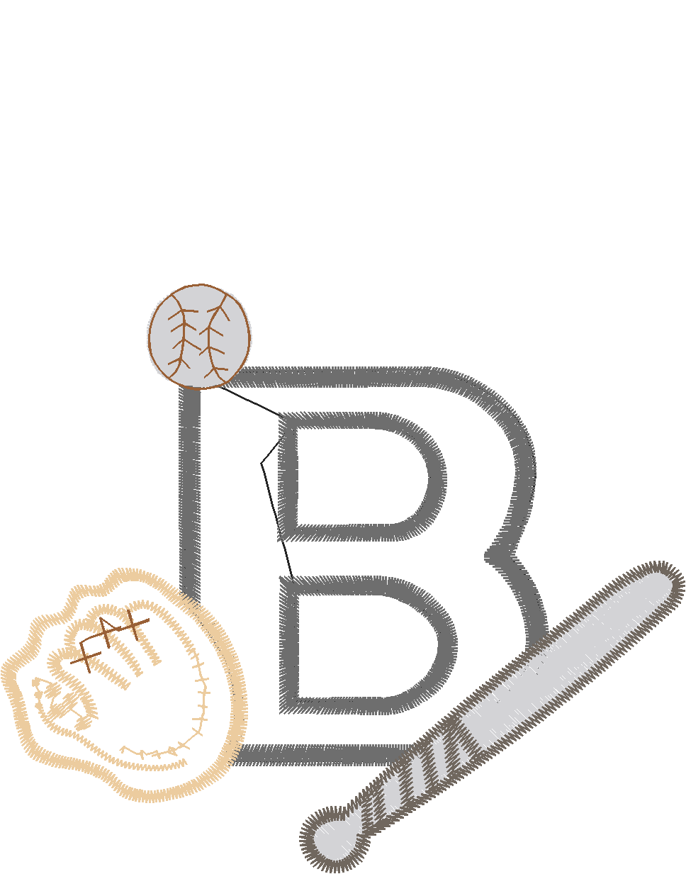 Letter B Monogram with Bat