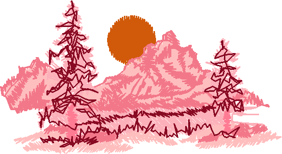 Magenta Mountains with Yellow Pines