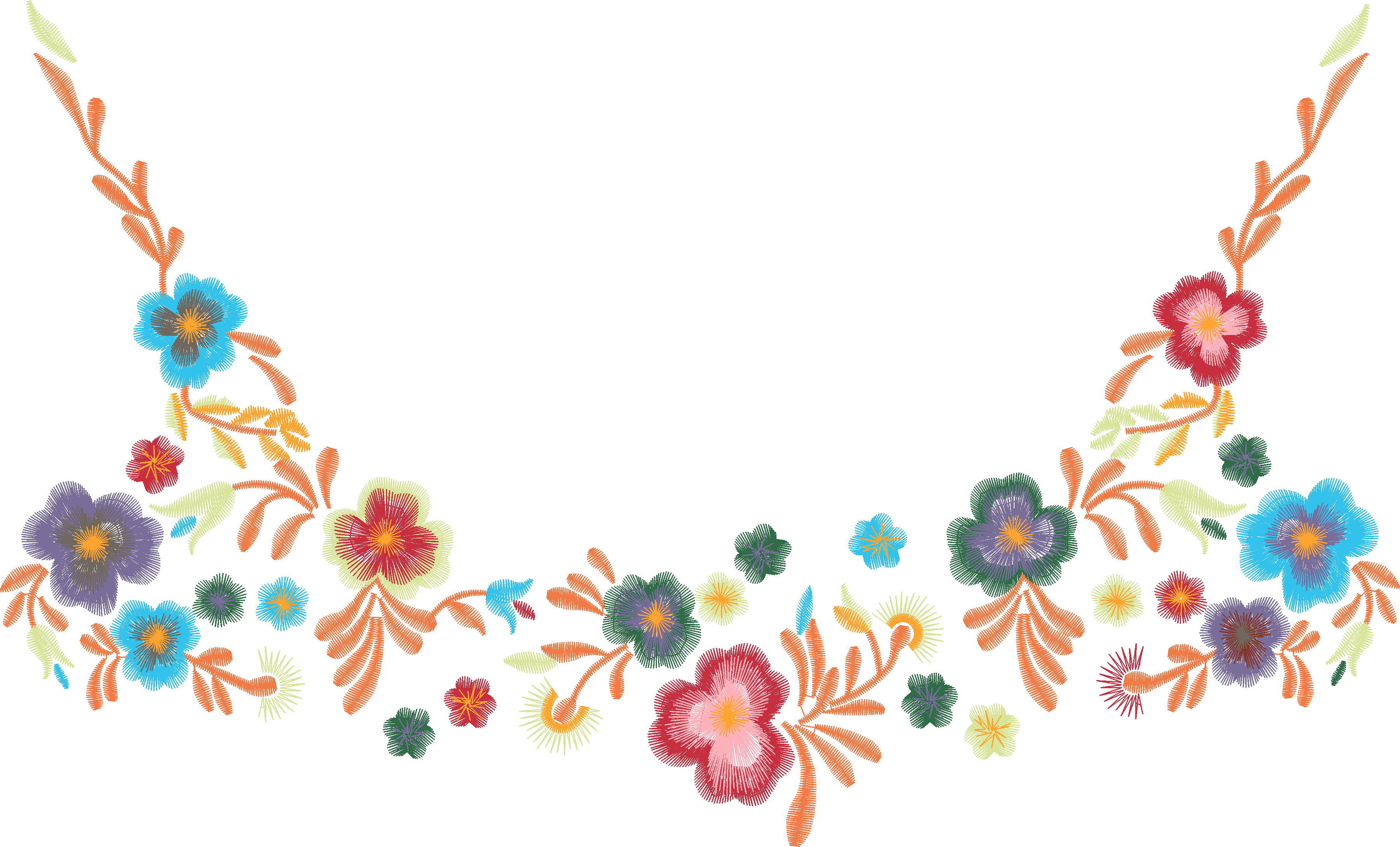 Multicolor Floral U-Neckline Garland
