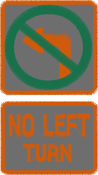 No Left Turn Sign Patch