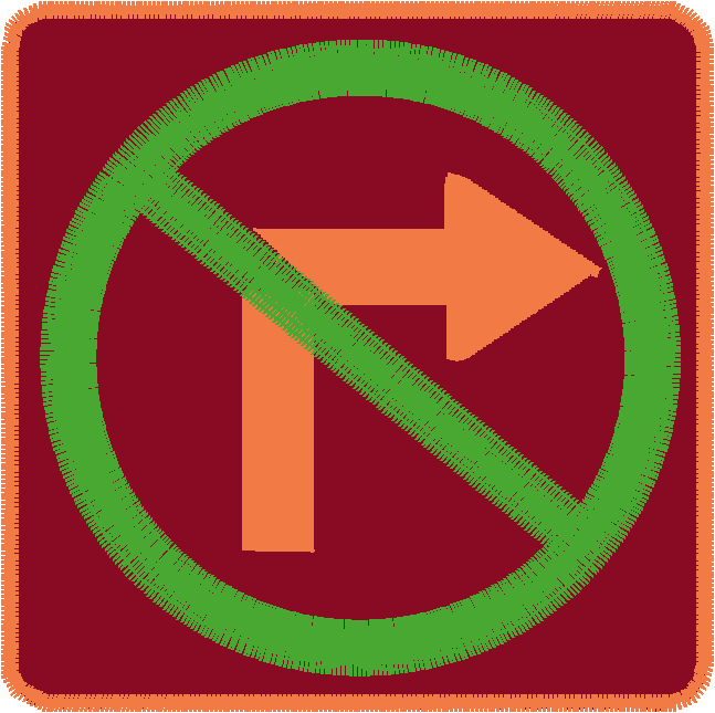 No Right Turn Sign Patch