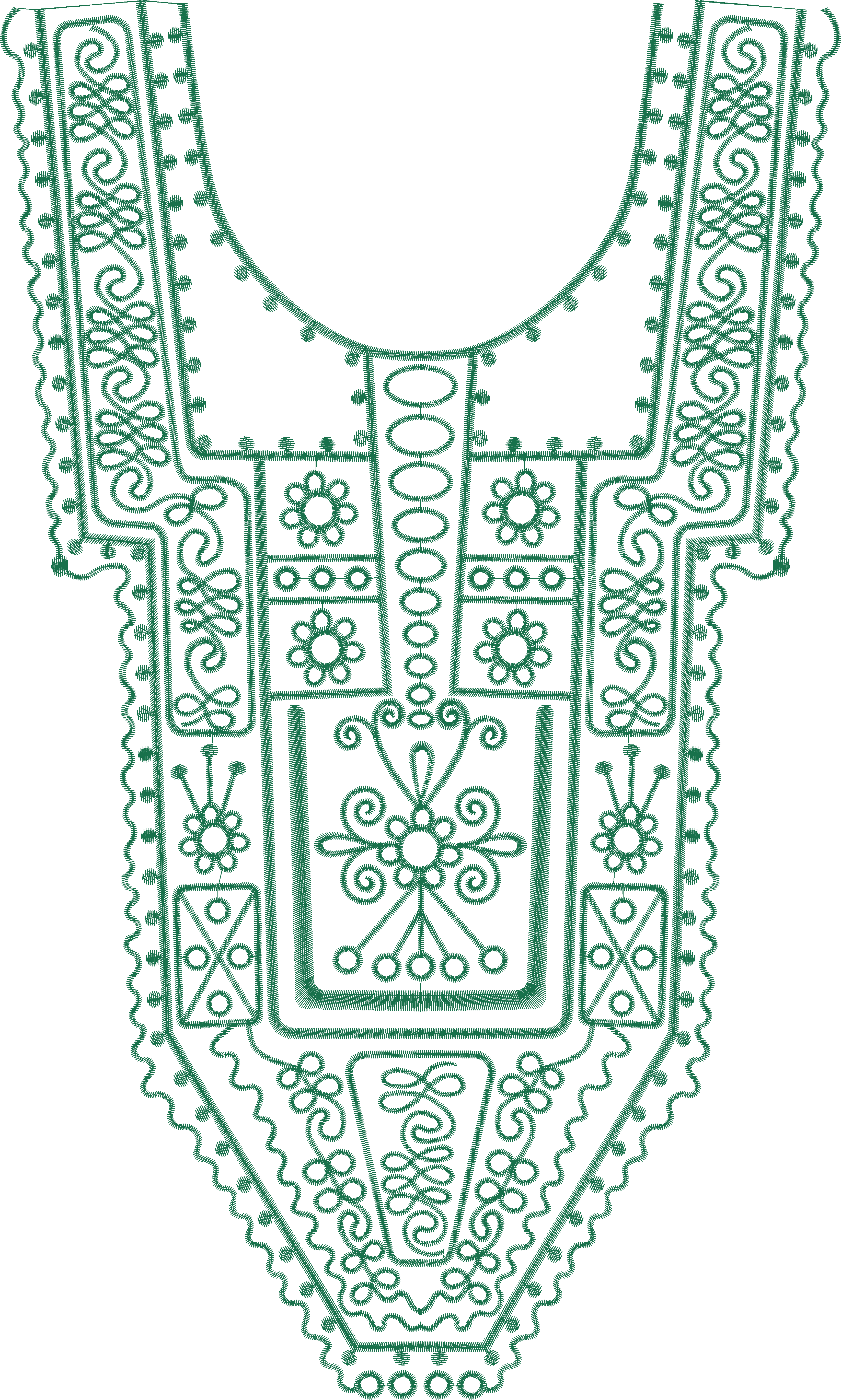 Ornate Green Neckline Panel