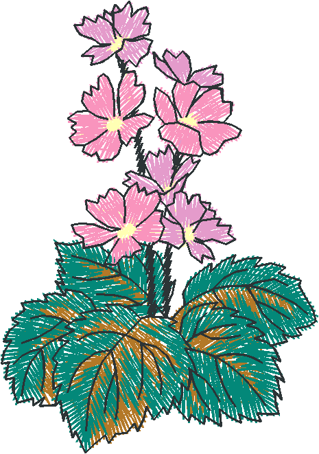 Pink Blossom Spray with Leaves