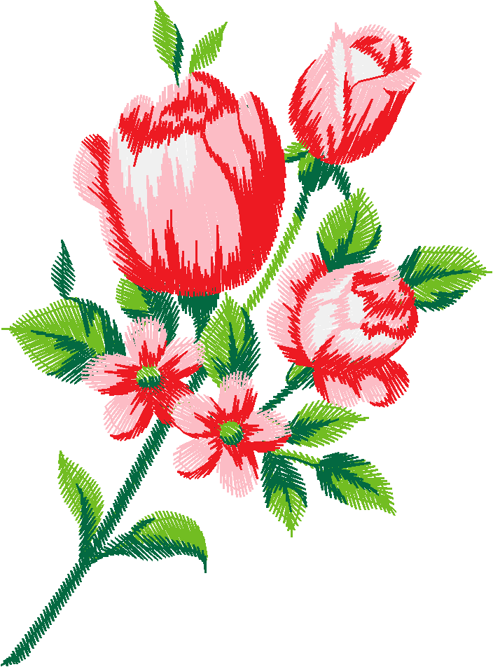 Pink Rose and Dogwood Cluster