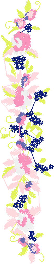 Pink Yellow Iris with Vine