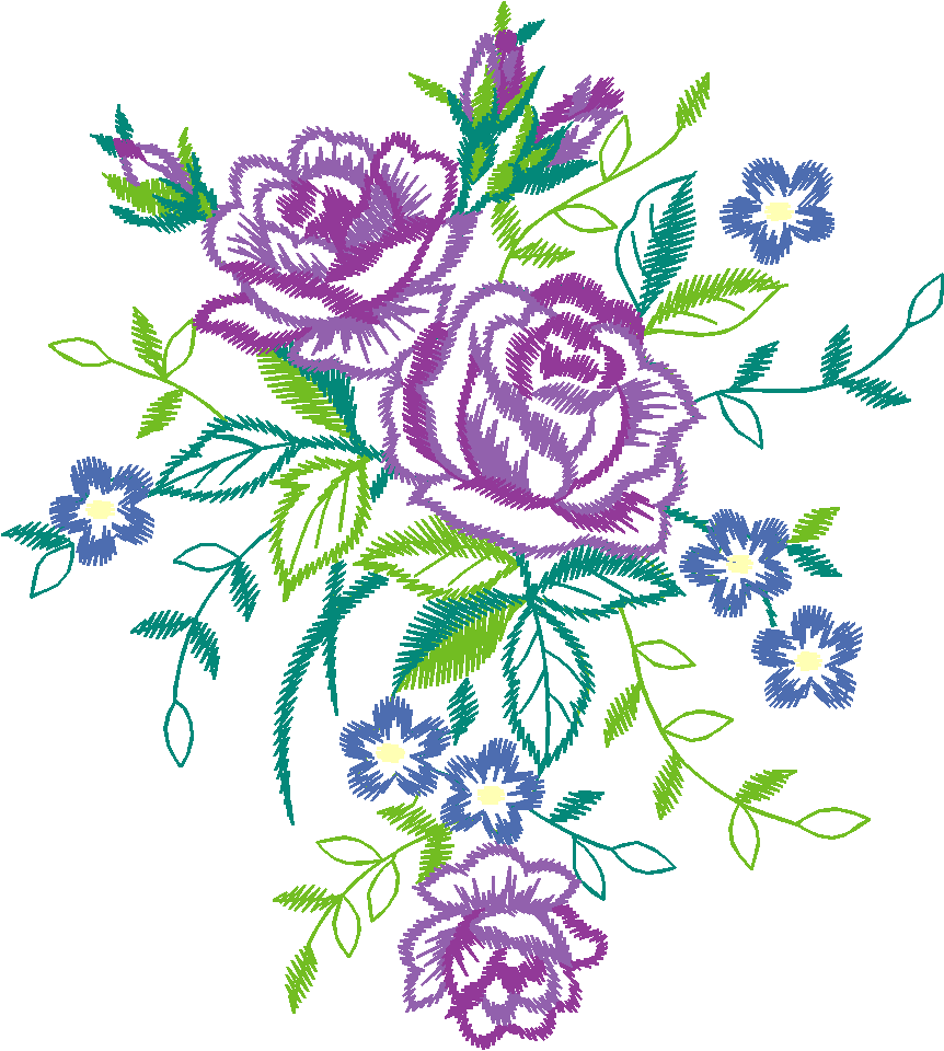 Purple Rose Bouquet with Violets