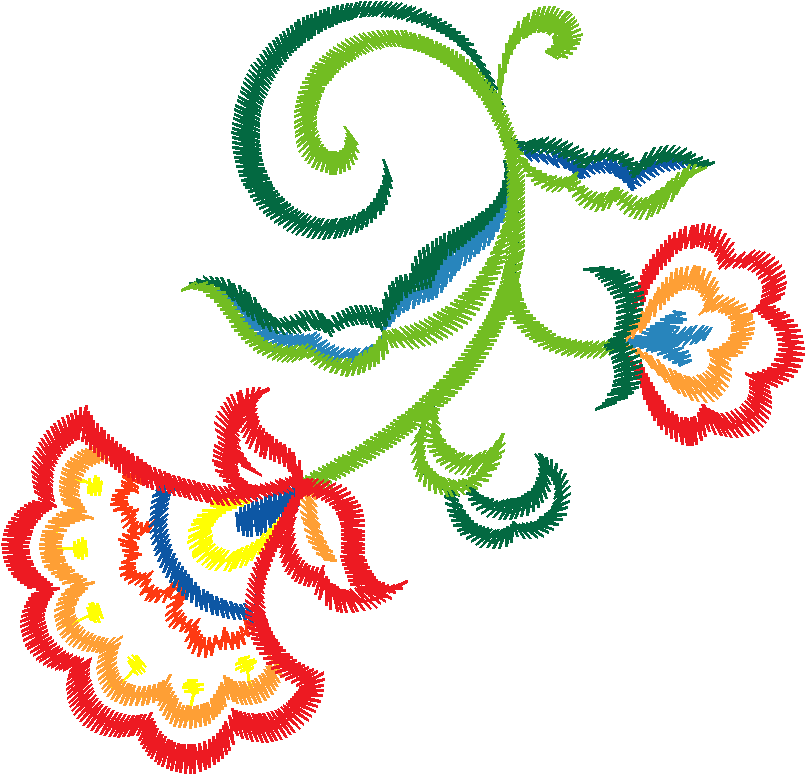 Red Floral Vine with Swirls