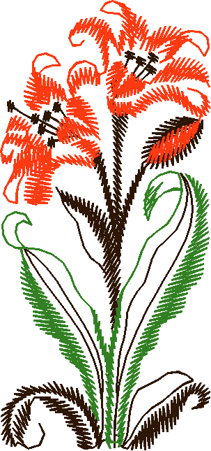 Red Orange Lily Stem