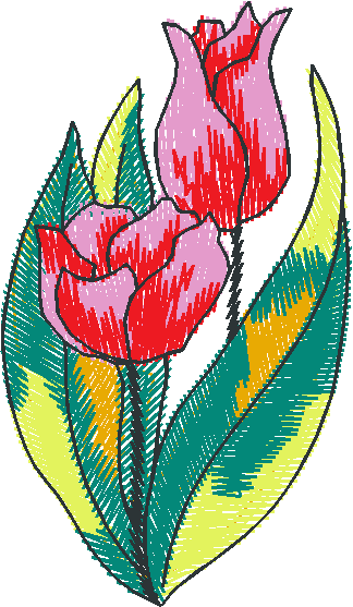 Red Tulip with Leaves