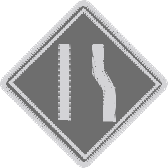 Road Narrows Warning Sign Patch
