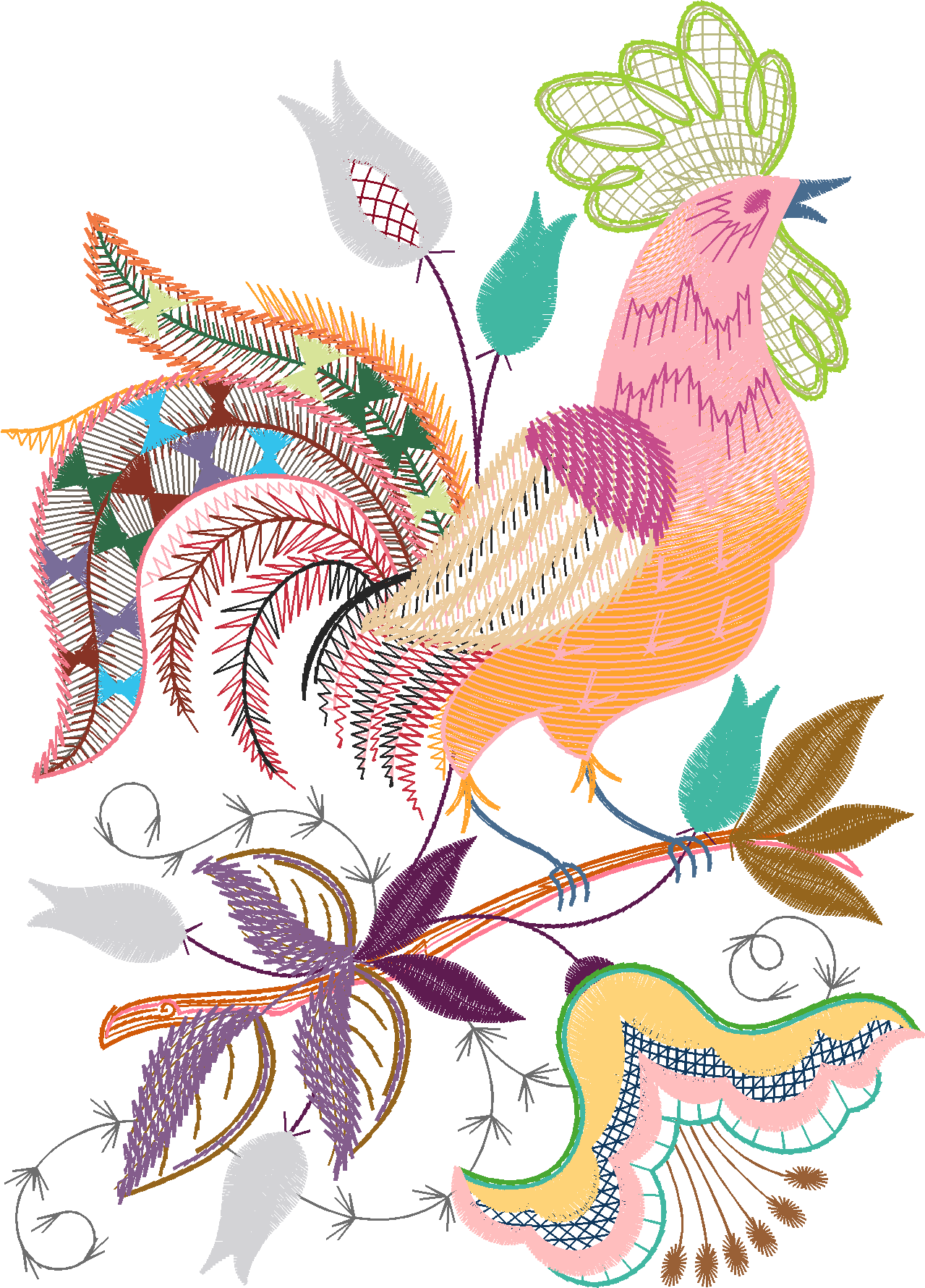 Rooster with Flowers