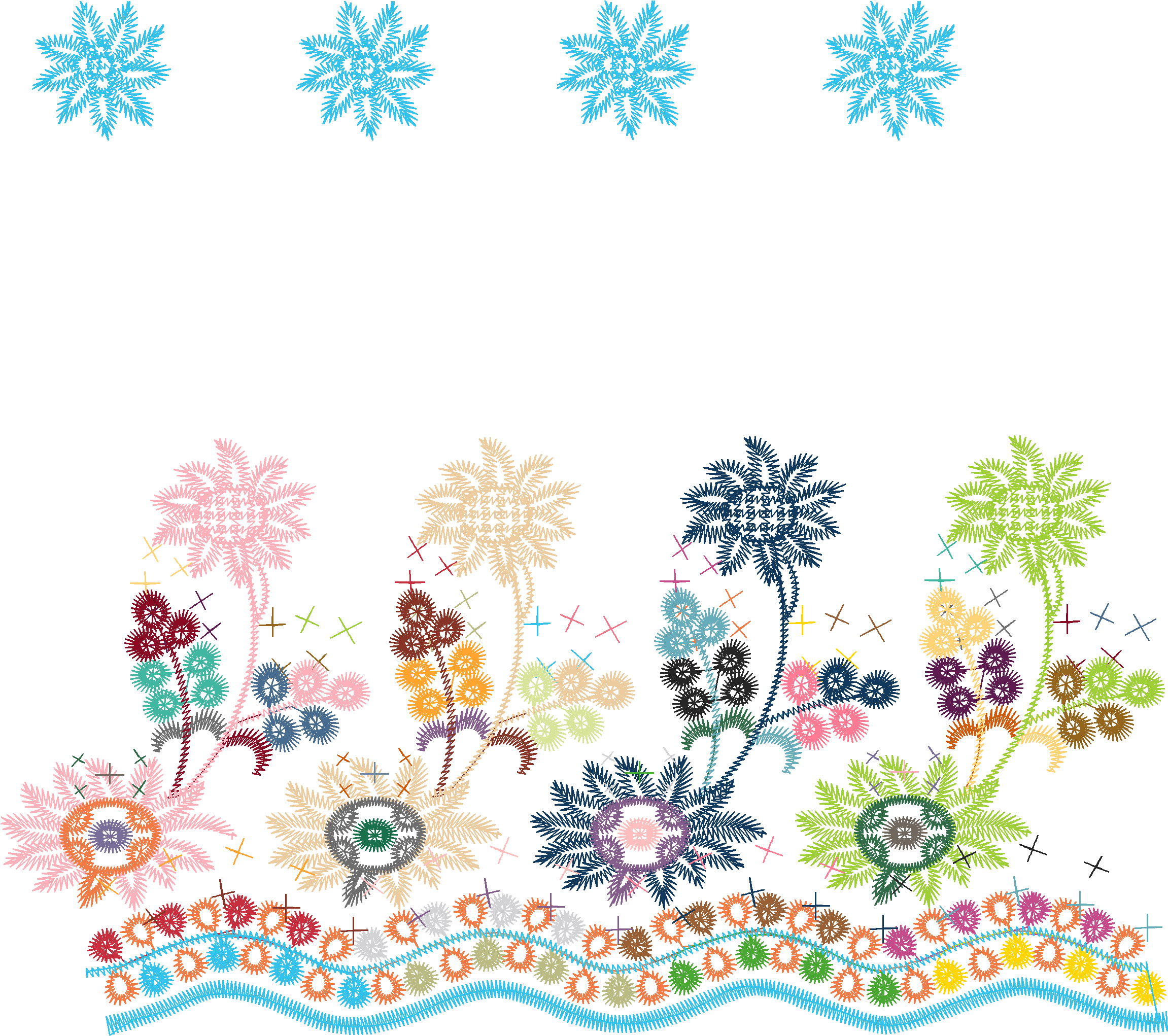 Snowflake and Flowers Border