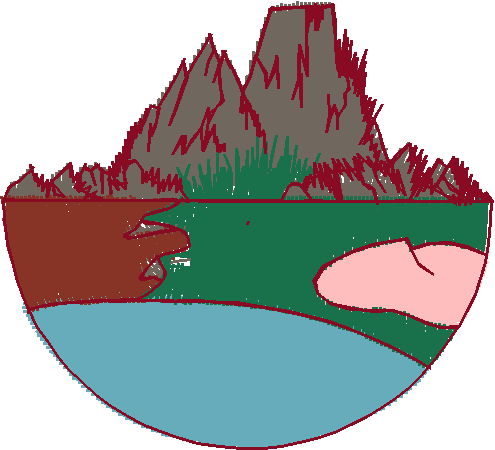 Snowy Mountain Circle Scene