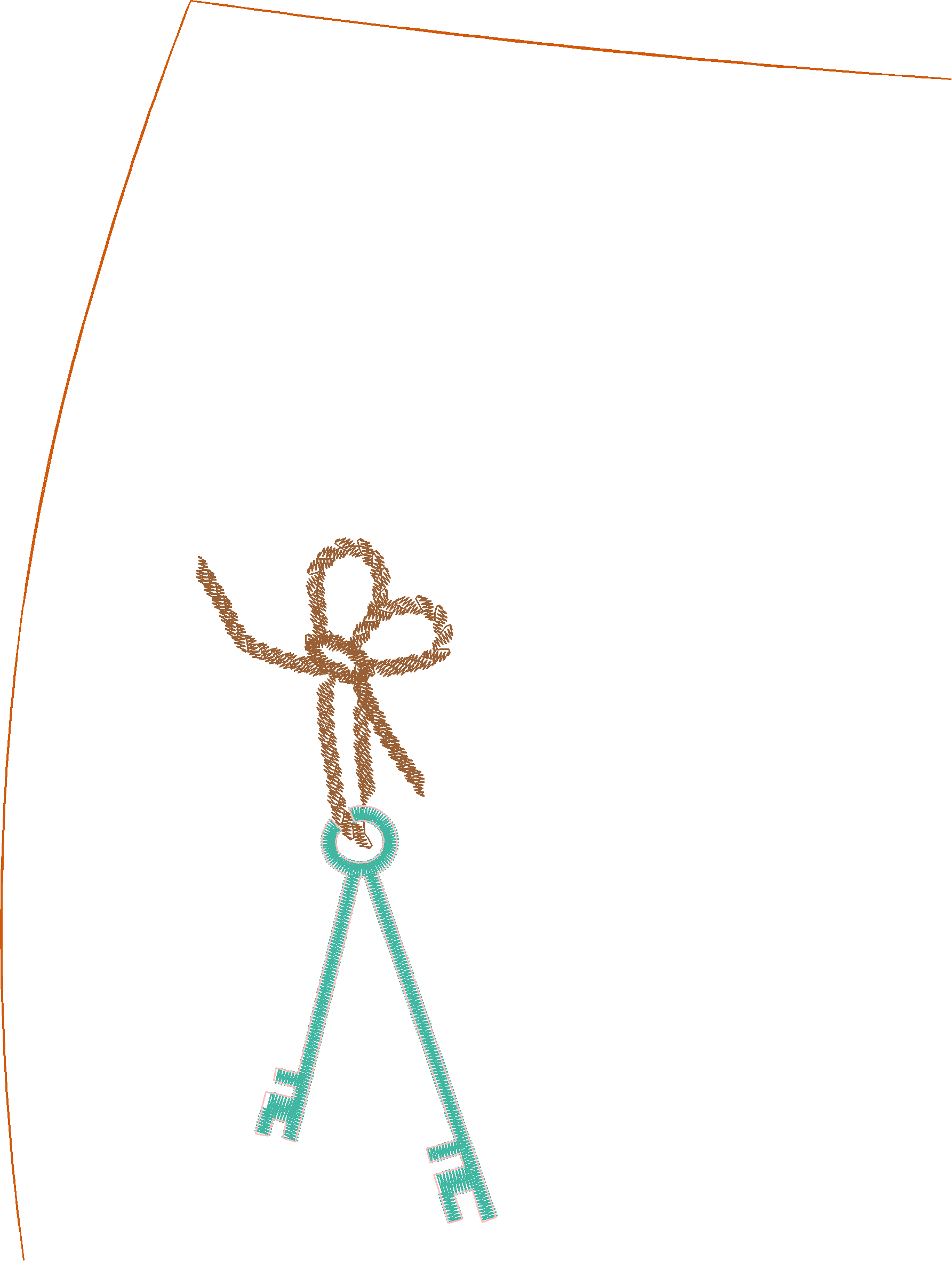 Stick Figure with Keys Applique