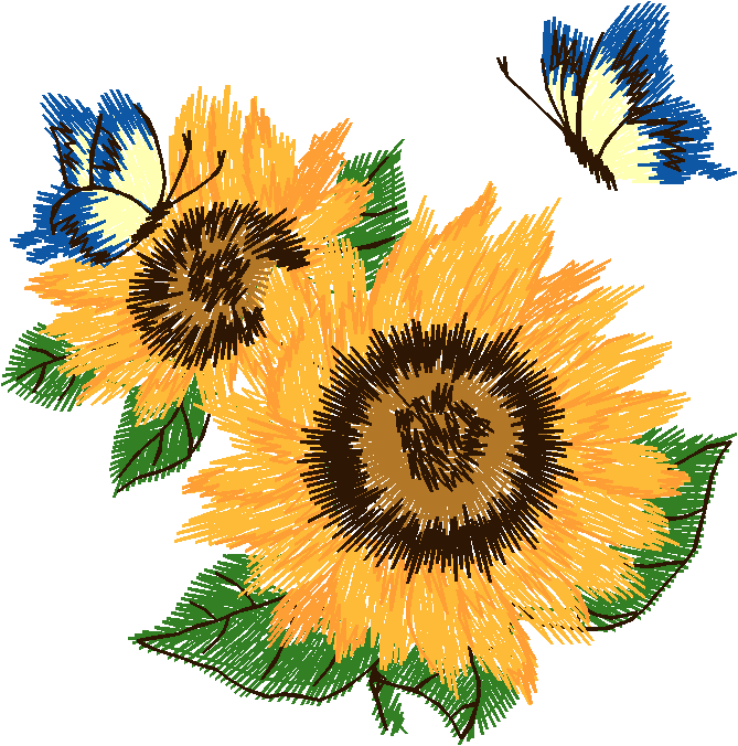 Sunflowers with Butterflies