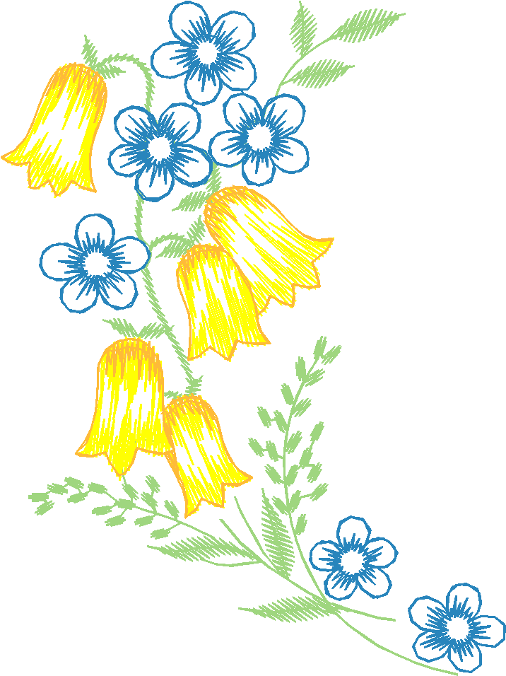 Yellow Blue Floral Spray