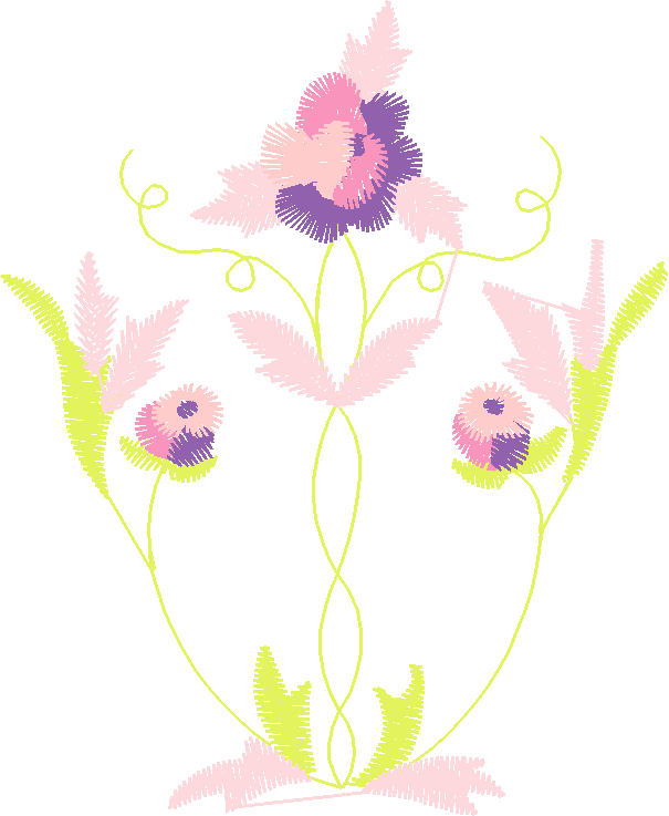 Yellow Purple Peony Heart Border