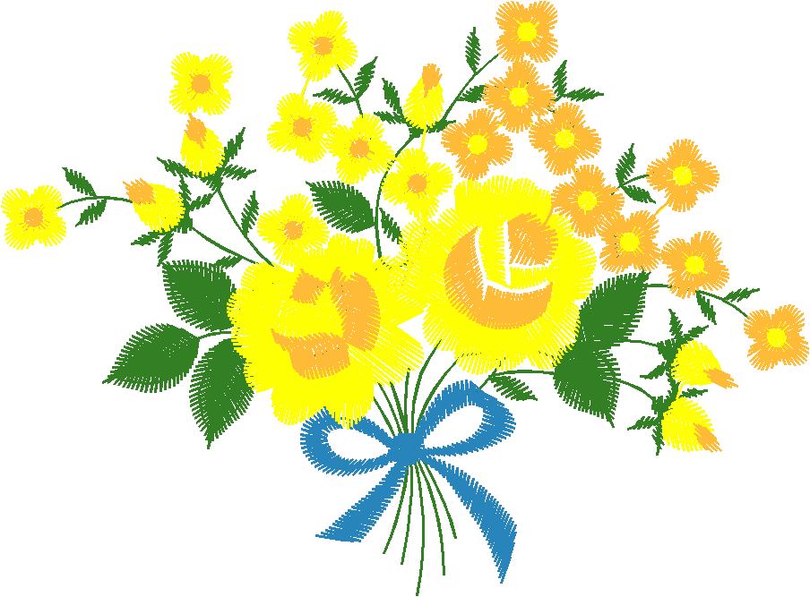 Yellow Rose Bouquet with Blue Bow